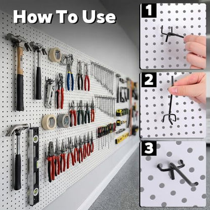 100 Pcs 4 Inch Peg Board Shelving Hooks, Black Pegboard Hooks, Heavy Duty Wall Display Hook Bulk for 1/8 and 1/4 Pegboard, for Garage Storage, Craft Organizing, Kitchen, Store