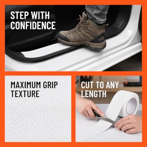 Car Door Edge Guard Sill Protector, 16FT x 2.7", Non-Slip, White - color: White