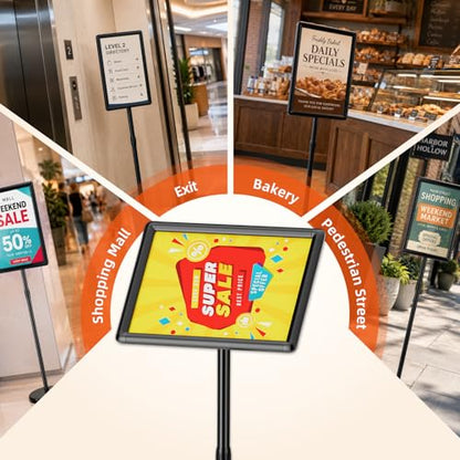 8.5"x11" Adjustable Floor Stand Sign Holder w/ Round Corner, 1 Pack - size: 8.5x11 Inch with Rounded Corners