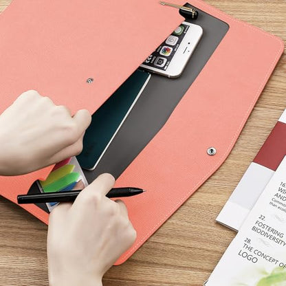 VANRA 1 Piece PU Leather Envelope File Folders Holder A4 Paper Organizer - color: Pink