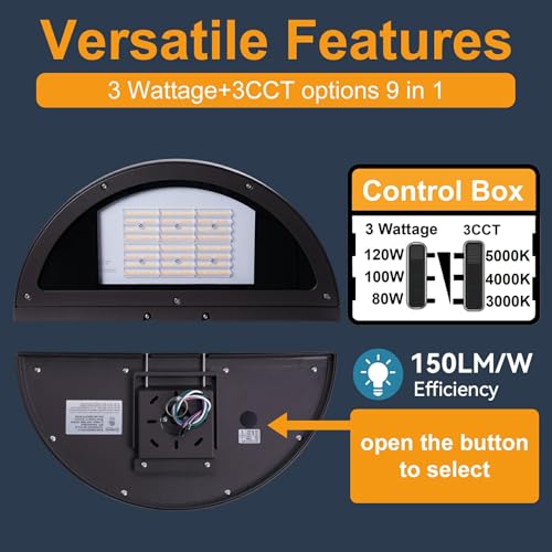 Full Cutoff LED Wall Pack Light 80W/100W/120W Selectable 3000K/4000K/5000K