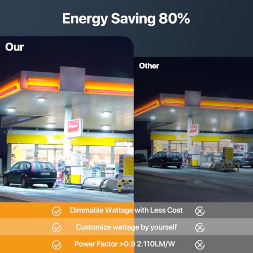 LED Canopy Lights 100W: 100/80/60W Selectable with Motion Sensor - size: 100WMotion Senosr-1P