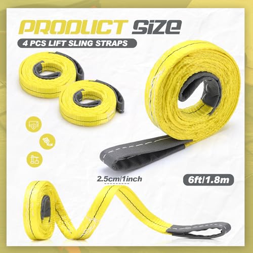 4 Pcs Lift Sling Straps, Yellow, 1'' X 6',6171lb - color: Yellow, size: 1'' X 6',6171lb