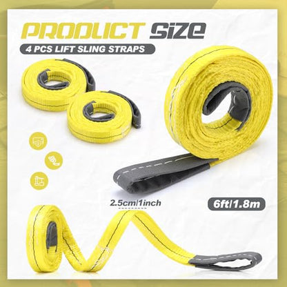 4 Pcs Lift Sling Straps, Yellow, 1'' X 6',6171lb - color: Yellow, size: 1'' X 6',6171lb