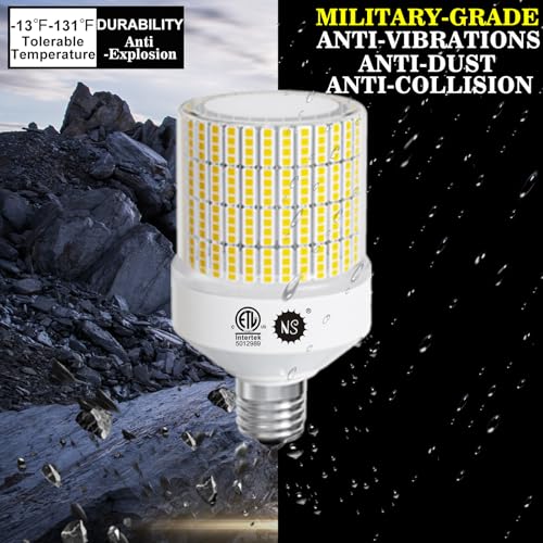 NS 700W Equivalent 10500LM Corn Bulbs (1-Set) - 90% Energy Saving, IP65 Waterproof, 70W E26/E39, 5000K Daylight, Warehouse Light, ETL/FCC/ROHS/CE Certified, Not Dimmable