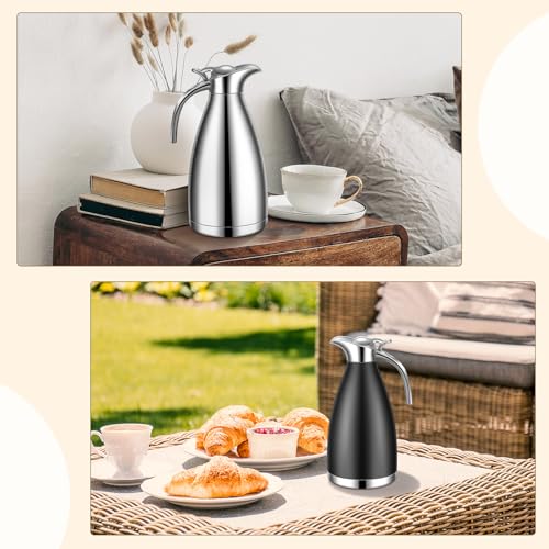 Uiifan 2 Pcs 68oz Thermal Coffee Carafe for Keeping Hot/Cold - color: Black, Silver