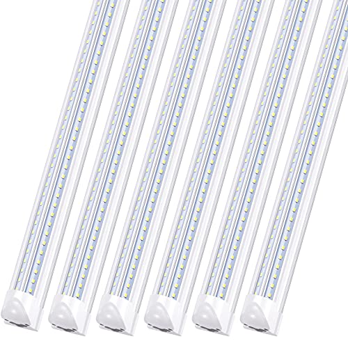 8FT LED Shop Light Fixture,Integrate T8 Linkable Shop Lights,Plug and Play,100W 6000K,Fluorescent Tube Lamp Replacements for Garage Warehouse,Factory, Workshop(6-Pack)