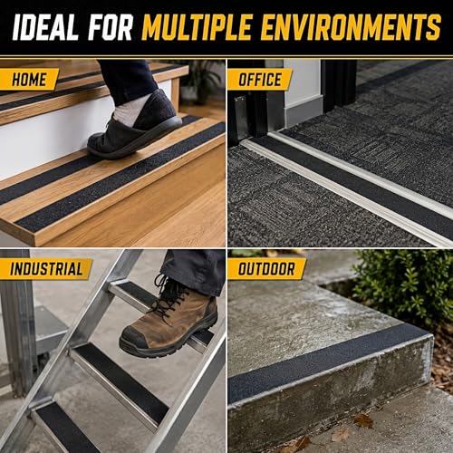 STRBOXONG Anti Slip Tape 2 in x 33 ft, Black 80 Grit Non Slip Grip Tape Roll, Waterproof Self Adhesive Traction Tape for Stairs Steps Ramps Ladders Workshop Walkways Industrial Safety Commercial Use - size: 2 in x 33 ft
