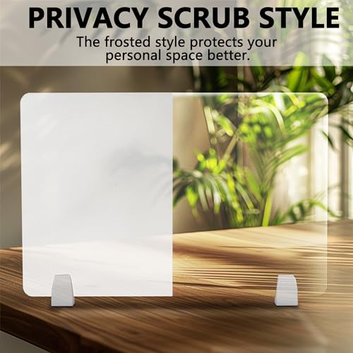 4 Pcs Desk Divider Privacy Panel 23.6 x 15.8 Inch Counter Desk Acrylic Panel Holder Free Standing Privacy Shield Work Station Desk Divider Partition for Offices Schools Call Centers (Frosting)