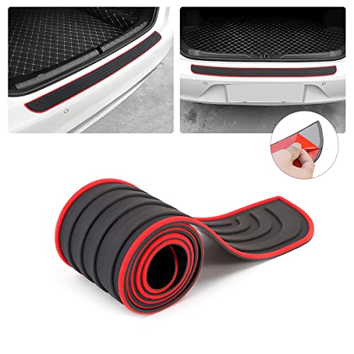 8sanlione Non-Slip Rubber Car Rear Bumper Guard Strip, Black/Red/40.9" x3.5 - color: Black/Red, size: 40.9"x3.5"
