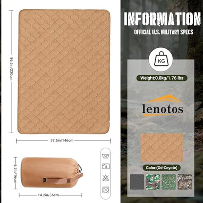 Lenotos Woobie Blanket, Thermal Insulated Military Poncho Liner, Water-Resistant, Portable, Insulation, for Hiking, Survival with Compression Carry Bag (Od - Coyote) - color: Od-coyote