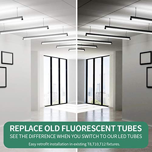 TRLIFE 4FT LED Light Bulbs, T8 4 FT LED Tube Lights 28W 6000K Cool White, 3360 Lumens Dual Row LEDs Replacement for 4FT Fluorescent Fixture, Clear Cover, Ballast Removal, Dual-end Powered(25 Pack)