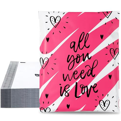 10x13 Inch Poly Mailers, Love Heart, 100 Pack Self Sealing - color: Love Heart