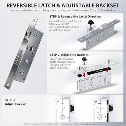 House Guard Storm Door Lock Body, Flat Slot, Adjustable 22/26mm Backset - style: Compatible with American-style lock cylinders