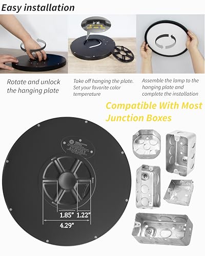 4pack 12 Inch Flush Mount Ceiling Light, 24w Led Ceiling Light, 3000k/4000k/6000k Selectable 2520lm Ceiling Lights, Super Slim Led Light Fixture for Bedroom Kitchen Living Dining Room Office (Black) - color: Black, size: Standard-12Inch-4Pack
