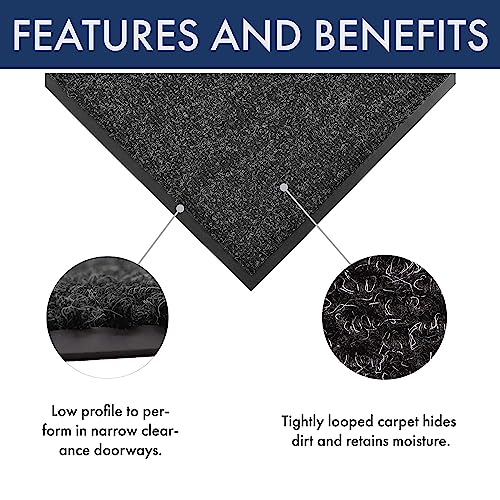 Notrax-136S0034 Carpeted Entrance Mat, Charcoal, 3ft.x4ft. - color: Charcoal, size: 4" x 3" (Rectangular)