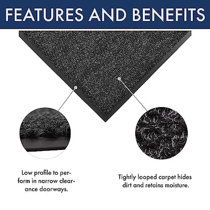 Notrax-136S0034 Carpeted Entrance Mat, Charcoal, 3ft.x4ft. - color: Charcoal, size: 4" x 3" (Rectangular)
