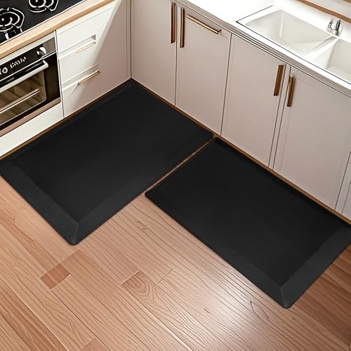 Tyrot Extra Thick Anti Fatigue Mat for Kitchen Floor, 20x32+20x32, Black - color: Black, size: 32"L x 20"W x 0.9"Th + 32"L x 20"W x 0.9"Th