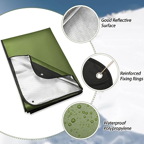 Kanayu 4 Pcs Emergency Thermal Survival Blankets 82 x 60 Inch,Heavy Duty Emergency Poncho Tarp Reusable Waterproof Blanket for Car,Camping,Hiking(Olive Green) - color: Olive Green