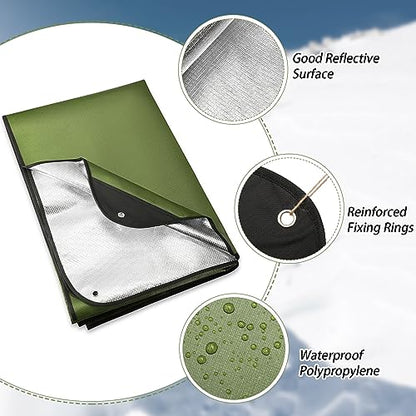 Kanayu 4 Pcs Emergency Thermal Survival Blankets 82 x 60 Inch,Heavy Duty Emergency Poncho Tarp Reusable Waterproof Blanket for Car,Camping,Hiking(Olive Green) - color: Olive Green