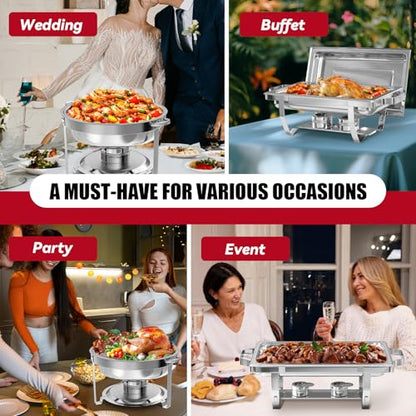 IMACONE Chafing Dish Buffet Set, 4 Pack, 5QT Round & 8QT Rectangle - size: 4-Pack