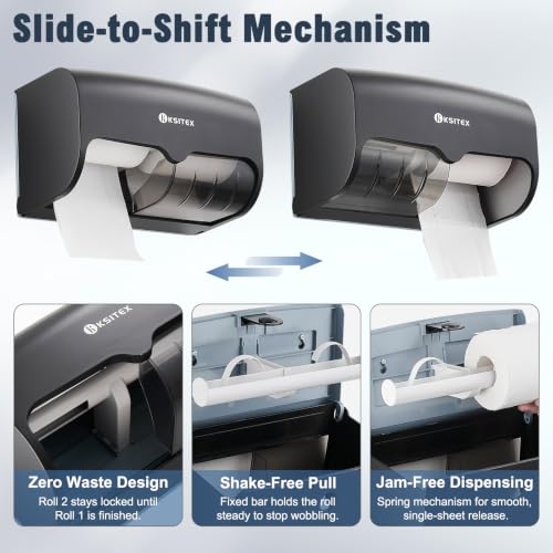 Double Toilet Paper Holder Wall Mount,Hold Two Rolls*4.5”,Black - color: Black, White, Gray