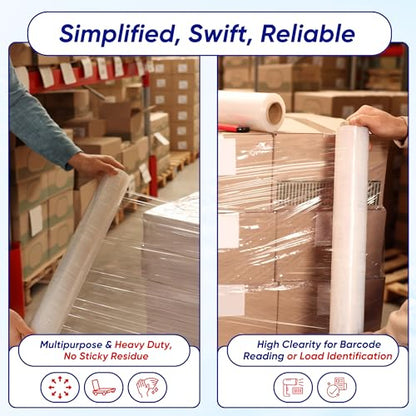 OCTOPUS Stretch Wrap, Industrial Strength 4 Roll Clear, 18” x 1500 feet, 80 Gauge (20 Micron), Heavy Duty Plastic Shrink Film for Packing, Wrapping, Bundling, Shipping, Pallets, and Moving Essentials