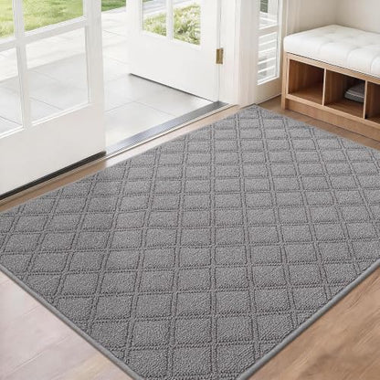 BEQHAUSE Dirt Trapper Door Mat 24" x 36" Non-Slip Washable, Grey - color: Grey, size: 32" X 48" (Rectangular)