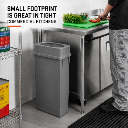 23 Gallon Slim Jim Rectangular Gray Trash Can with Swing Lid | 3 PACK - color: Gray with Lid