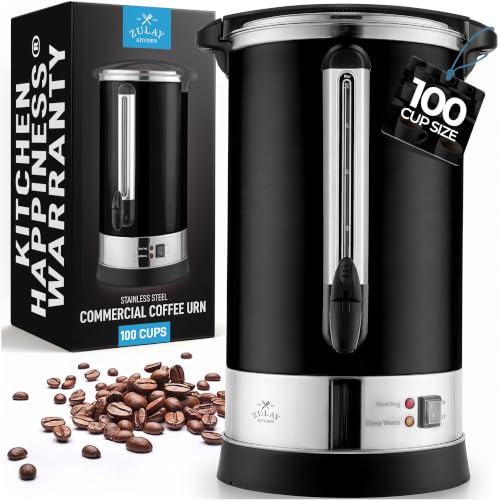 Zulay Commercial Grade 100 Cup Coffee Maker Hot Water Urn - Large Percolator Pot Dispenser With Double-Wall Stainless Steel, Quick Brew, Stays Hot for Tea & Beverage at Events & Catering - Black - color: Black, size: 100 Cup