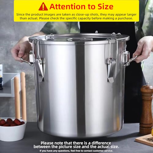 304 stainless steel food storage containers with lids lock clips airtight container large airtight for rice flour sugar grain coffee bean storage containers Kitchen jar (3.17gal/12L) - size: 3.17gal