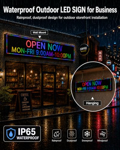 115"X14" P10 Outdoor LED Sign Programmable Scrolling LED Signs for Business - size: P10 115*14 INCH