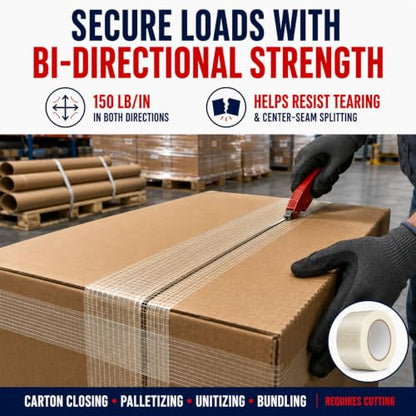 GGR Supplies FIL-835B/D Bi-Directional Filament Tape, 2 Inch x 60 Yards - size: 2" in. x 60 yds.