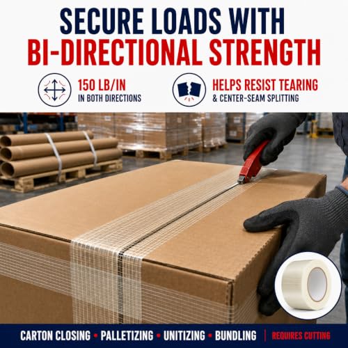 GGR Supplies FIL-835B/D Bi-Directional Filament Tape, 7 Inch x 60 Yards - size: 7" in. x 60 yds.