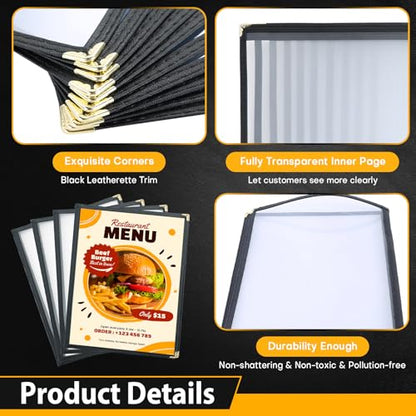 4PCS 8.5 x 11" Menu Covers, 2 Page 4 View Clear Morning Menu