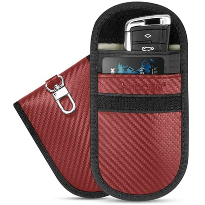TICONN 2PK Faraday Bag for Car Key Fob, Anti-Theft NFC RFID Blocking Pouch - color: Red, size: Medium