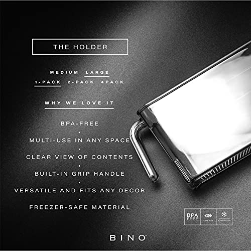 BINO | Clear Storage Organizer | THE HOLDER COLLECTION | Clear Containers for Organizing with Built-in Handles | Pantry Organization and Storage | Fridge Organizer | Smart Storage Bin Cabinet | Large - size: Large