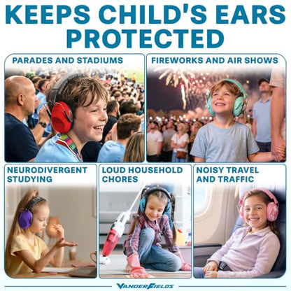 Kids Noise Canceling Headphones - 31 dB (2K Hz) - Ear Protection Earmuffs - color: Red