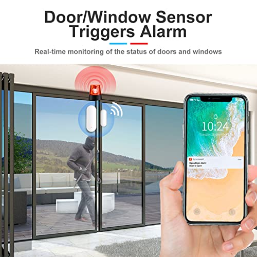 WiFi Door Window Sensor: Smart Contact Sensor with App Alerts, Door Open Detector Compatible with Alexa Google Assistant, Entry Detector Sensor for Home Security and Home Automation (4-Pack) - color: 4pack