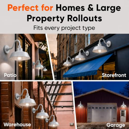 14in. Galvanized Finish Outdoor Gooseneck Barn Light, 5000K Cool White - color: Galvanized (1 Pack), size: 10 in Gooseneck Arm
