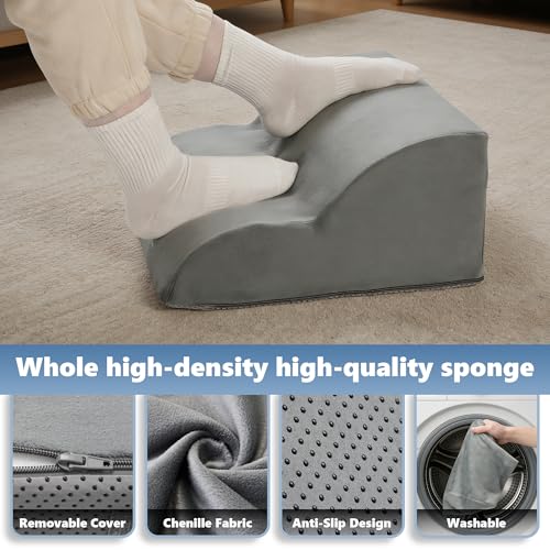 Foot Rest Under Desk for Office, Ergonomic Adjustable Footrest with Washable Cover, Soft Desk Foot Stool for Home Office, Work, Gaming, Long Sitting, Gray - color: Gray