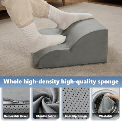 Foot Rest Under Desk for Office, Ergonomic Adjustable Footrest with Washable Cover, Soft Desk Foot Stool for Home Office, Work, Gaming, Long Sitting, Gray - color: Gray