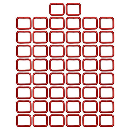 BIKICOCO Metal Rectangle Ring Buckles Square Strap Webbing Belt Rings for Bag Purse Non Welded 3/4 x 5/8 Inch - color: Red X 50 Pcs