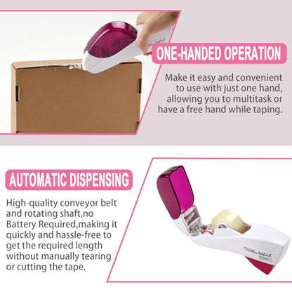 Automatic Tape Dispenser for Wrapping Gifts, Handheld Packaging Tape Dispenser Gun with Cutter, Dispensers for Adhesive Tapes-White - color: White