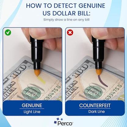 Perco Counterfeit Money Detector Pen - Universal Currency Checker - 20 Pack - size: 20 Pack