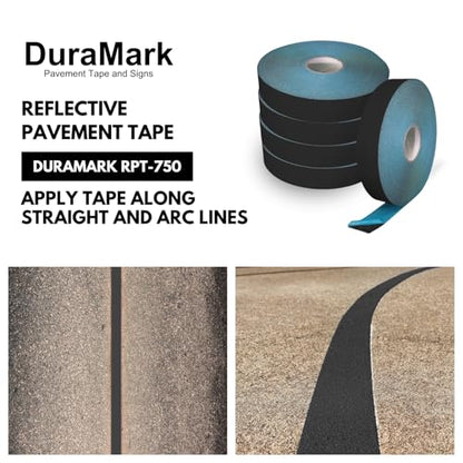 DuraMark RPT-750 Reflective Pavement Marking Tape, Black, 2 in x 108 ft - color: Black, size: 2 Inch x 108 Ft