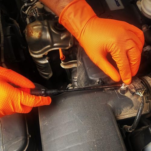TitanFlex Heavy Duty Industrial Orange Nitrile Gloves, 8-mil, Gloves Disposable Latex Free with Raised Diamond Texture Grip, Powder Free, Rubber Glove, Mechanic Gloves,1000-ct Case (Medium) - color: 8-mil (1000-ct), size: Medium