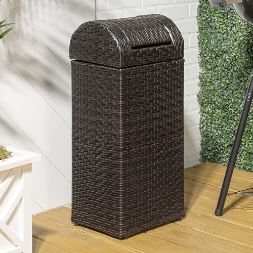 happimess Darla 13 Gal Outdoor Trash Can Swing Top, Brown - color: Brown, size: 13 Gallons