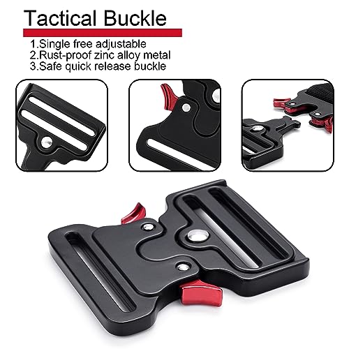 CooBigo 2Pack 2" Tactical Duty Belt Buckle, Metal Tactical Buckle Clasps for Luggage Strap, Dog Collar Hardware, Harness, Hunting Bags Clips Accessories Replacement - color: E: 2" Black 2pcs