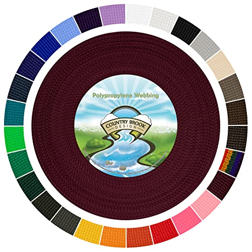 Country Brook Design 1" Webbing - 10/25/50 Yards - 30+ Colors - EDC 1 Inch Polypropylene Webbing for Climbing Outdoors Crafting DIY Gear Repair - color: Burgundy, size: 10 Yards (Pack of 1)